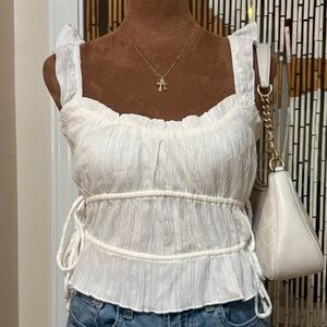 White Textured Tank Top Women’s